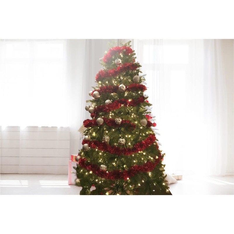 2 Pack Red Super Duper Thick Tinsel Garland 50 Ft