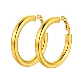 Hypoallergenic Gold Hoop Earrings For Women Ladies Fashion 40mm Earring Hoops Earing Stainless Steel Womens Chunky Earrings