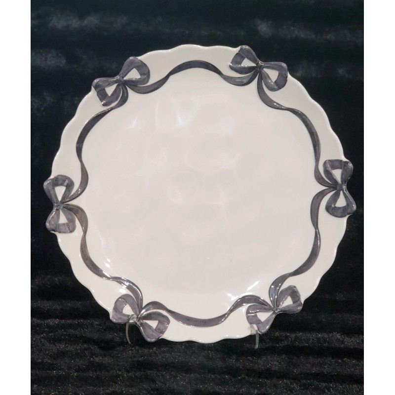 Bella Lux 4 Black Coquette Ribbon Bows on White Melamine