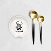 YTNONT Ceramic Patterned Fork Spoon Rest with Message Let's Cook,