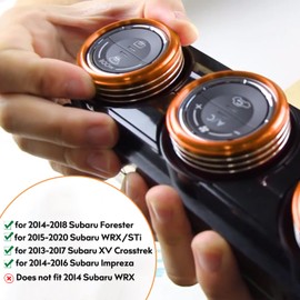 For Subaru AC Knob Cover Accessory Center Console Switch Volume Temp Control Button Ring Trim Compatible with Forester 2014-2018, Crosstrek XV 2013-2017,Impreza 2014-2016,WRX/STi 2015-2020 Orange 3PCS