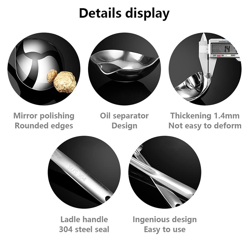 2PCS Fat Skimmer Spoon, Fat Separator for Cooking Ladle Strainer