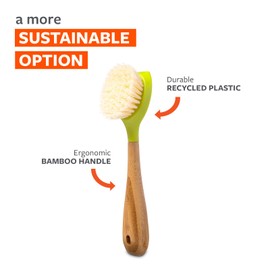 Full Circle Be Good Kitchen Dish Brush with Bamboo Handle, Single Brush, Green