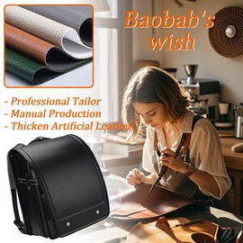 Baobab's wish Ransel Randoseru Backpack Semi-automatic satchel Japanese school bag for girls and boys PU leather bab-rng58 (Brown)