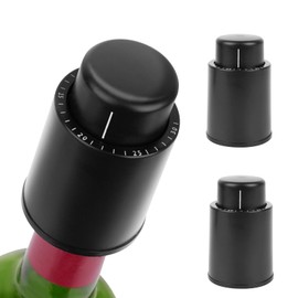 Linkidea 2 Pack Reusable Vacuum Wine Stopper Sealer, ABS Wine Preservation Stoppers for Red Champagne Bottles, Gift for Wine Lovers (Black)