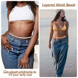 BUSAGEOLAN African Waist Beads For Women Colorful 3PCS Layered Belly Body Chain Beach Bikini Waist Jewelry