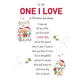 Piccadilly Greetings Cute Christmas Card One I Love - 9 x 6 inches