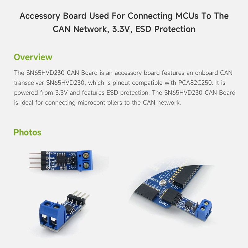 SN65HVD230 CAN Bus Transmitter Receiver (2pcs), Connects MCUs to Can