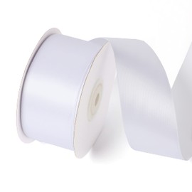 1-1/2 Inch Single Face Solid Color Satin Ribbon Roll, Ribbons Great for Gift Wrapping, Crafts, Wedding Party Decoration, Hair Bows Making and Other Sewing Projects (1-1/2" X 25 Yards, White)