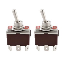 YINETTECH 2Pcs 6 Pin Toggle Switch 250 VAC 15A - 125 VAC 20A Double Pole Double Throw 2 Position Latching Maintained Silver Contact for 12 MM Mounting Hole