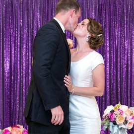 ShinyBeauty Purple Backdrop Sequin Backdrop Curtains 16 x 10 ft Shimmer Fabric Window Wall Curtains Drapes Purple Fabric Liner Glitter Curtain Drapes Photo Booth Background Christmas Backdrop