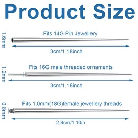 Tomedeks 6 PCS Nose piercing kit, Ear piercing kit, Belly button piercing kit, Piercing changing tool, 14G 16G 18G