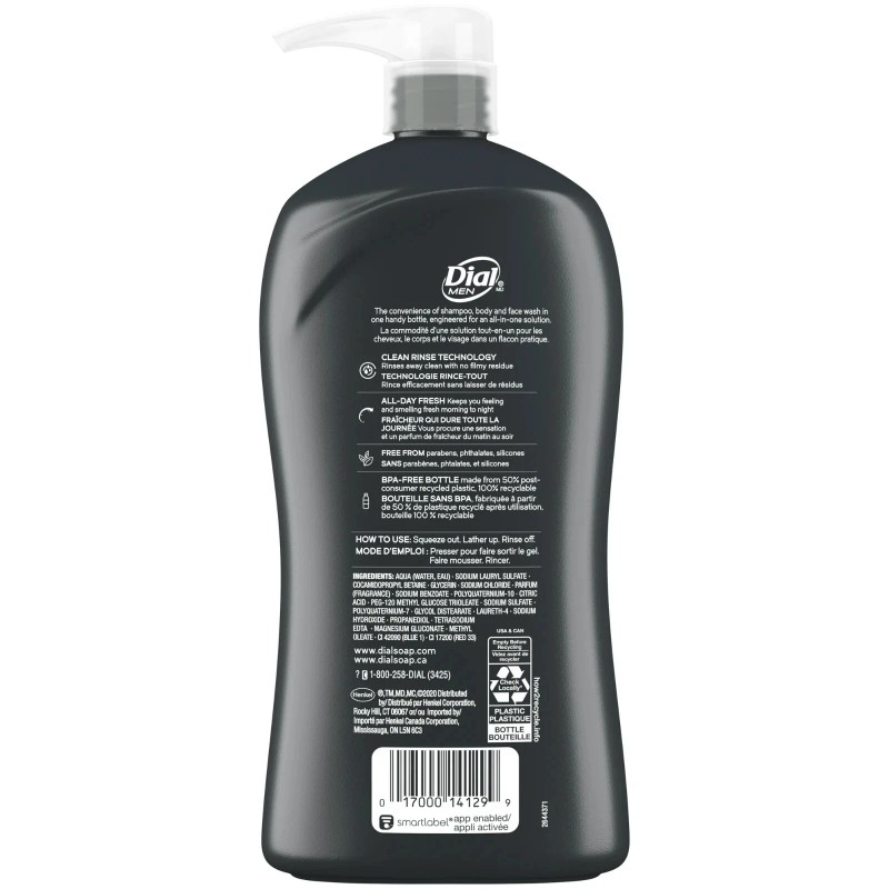 Dial Men 3in1 Body, Hair and Face Wash, Hydro Fresh,