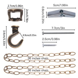 Rddconkit 2-Pack Swivel Swag Hook Metal Chain Extension, Heavy Duty Swivel Ceiling Hook for Hanging Plants/Chandeliers/Baskets/Indoor & Outdoor Use (Bronze)