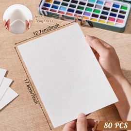 80 Sheets Watercolor Paper Bulk, 110 lb/230 GSM Cold Press Paper White Water Color Paper for Kids Child Students Adults Artists Drawing Wedding Gift Cards(5 x 7 Inch)
