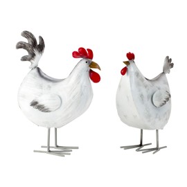 Geschenkestadl Rooster and Hen Metal Figures 23.5 cm