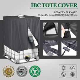 EGIS IBC Tote Cover for 1000L Outdoor 275 Gallon Rain Barrel UV Resistant Waterproof Outdoor IBC Covers - Grey