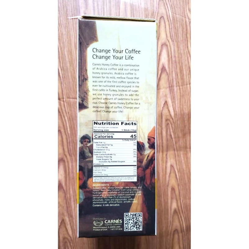 CARNES PREMIUM INSTANT COFFEE MIX WITH HONEY POWDER /MILD MOCHA,100