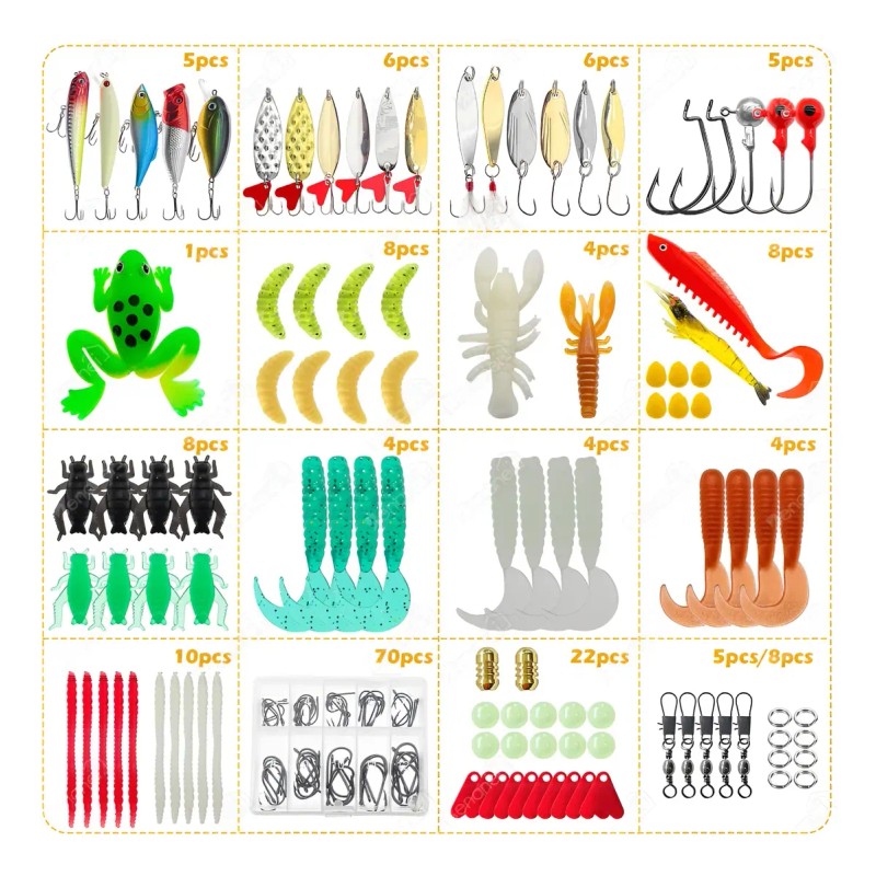 181 Pcs Kit De Cebos De Señuelos De Pesca Lure