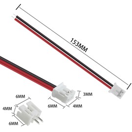 100Pcs Jst 2.0 Ph 2 Pin Connector Plug, Include 50pcs Mini 2 Pin Jst Ph2.0 Connector Plug Female with 150mm Cable Wire & 50pcs Male Micro Jst Ph2.0mm 2Pin Connector Plug