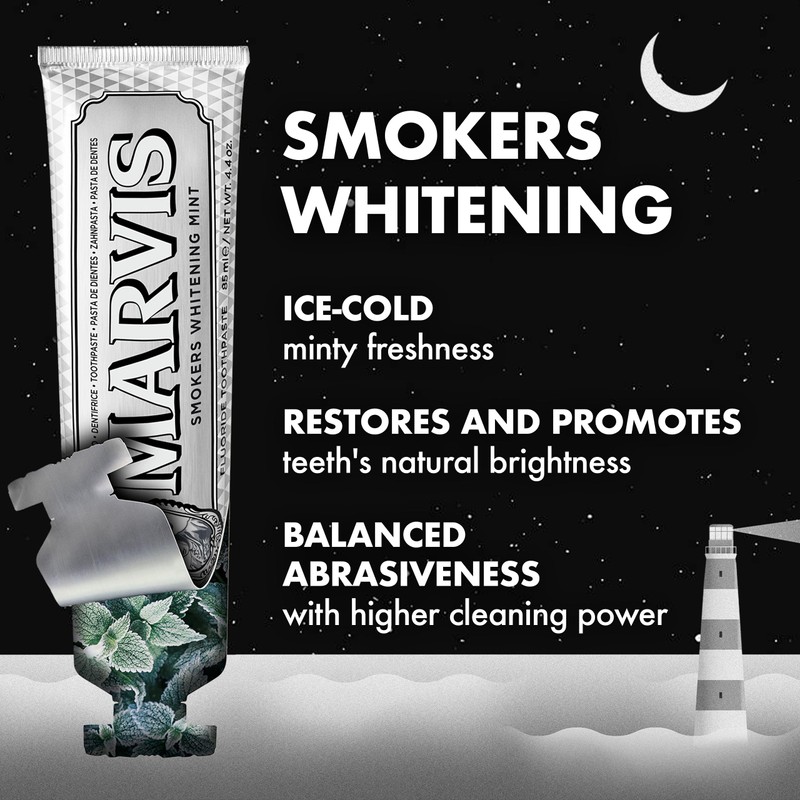 Marvis Marvis Smokers Whitening Toothpaste, Mint, 85ml, Promotes the Natural