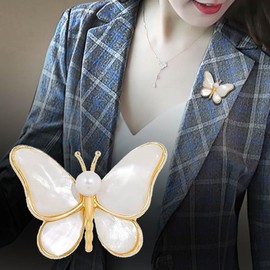 Prosy Cute Butterfly Brooch Party Dress Pearl Brooch Collar Pins Accessories for Women and Girls, Metal