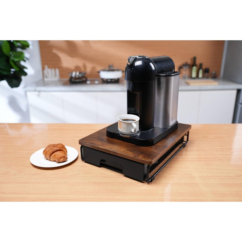 EVERIE Wooden Coffee Pod Storage Drawer Holder Compatible with Nespresso