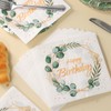 Focenat Happy Birthday Napkins, 40 Pcs Green Eucalyptus Decoration Napkins,