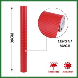 Motoforti Car Wrap Vinyl Film Sticker 5ft X 1ft Carbon Fiber Pattern Red Long-lasting