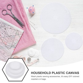 30pcs Plastic Mesh Canvas Sheets Circle Round Needlepoint Embroidery Canvas DIY Cross Stitch Bottom Mat for DIY Crafts Embroidery Knit and Crochet Project