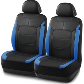 Road Comforts Seat Covers, Premium Leather Car Seat Covers Front Seats,Airbag Compatible, Automotive Seat Covers Universal Fit Most Cars,Vans,Truck,SUV Blue