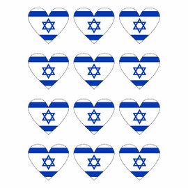 Israel Heart Stickers, Weatherproof and UV Protection, Set of 12