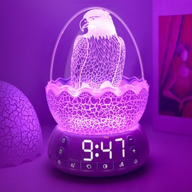 Kids Alarm Clock for Bedroom, Wake-Up Light with 20 Sleep Sounds Noise Machine & 8 Color Night Light Bluetooth Speaker, 10/30/60 Minutes Timer & Dimmable, Birthday Gift for Boys Girls Children