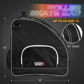 UJOYZ Premium Ice & Inline Skate Bag for Girls, Boys, Kids and Adults - Roller Skate Bag for skating accessories, Advanced Design with 4 Zippered Compartments, Bottle Pocket & Adjustable Strap