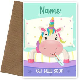 Kids Get Well Soon Card for Girls - Magical Unicorn Card Feeling Better for Granddaughter, Niece or Sister After Operation or Welcome Home From Hospital