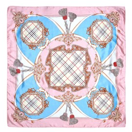 GLORIS Silk Scarf Women's Elegant 90 x 90 cm Silk Scarf Hair Silk Scarf Women's Silk Elegant Satin Scarf Neckerchief Silk Women's Bandana Scarf Headscarves Women's Neck Scarf, Pink Cell