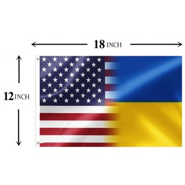 Ukraine American Boat Flag 12x18IN Ukrainian Flags Double Sided Vivid Color Fade Resistant Polyester with Brass Grommets Outdoor (Ukraine American)