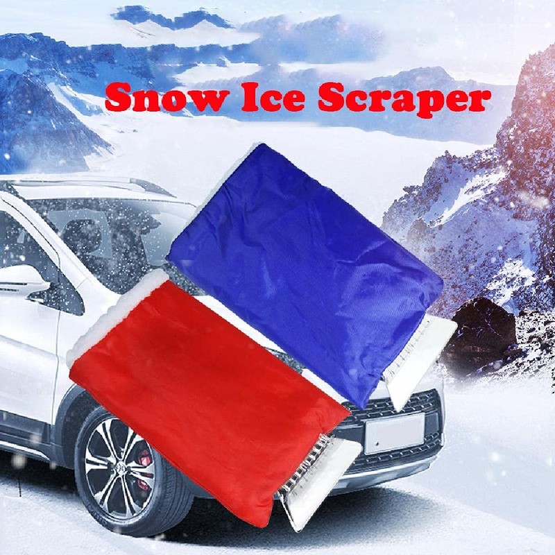 Ice Scraper Mitts for Car Blue/Red Windscreen Scraper with Glove
