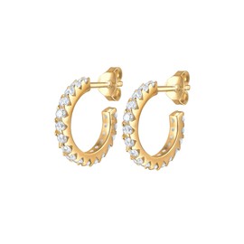 Elli 925 Sterling Silver Cubic Zirconia Stud Earrings, Gold Plated, Cubic Zirconia