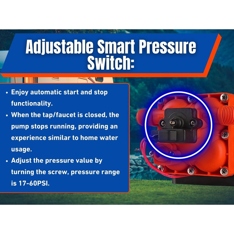 24V SEAFLO 42-Series Water Pressure Diaphragm Pump w/Variable Flow For