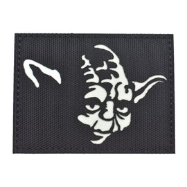 Glow in Dark Tactical Patch Yoda Military Morale Embroidered Patch Fastener Hook & Loop Emblem (Master Yoda)