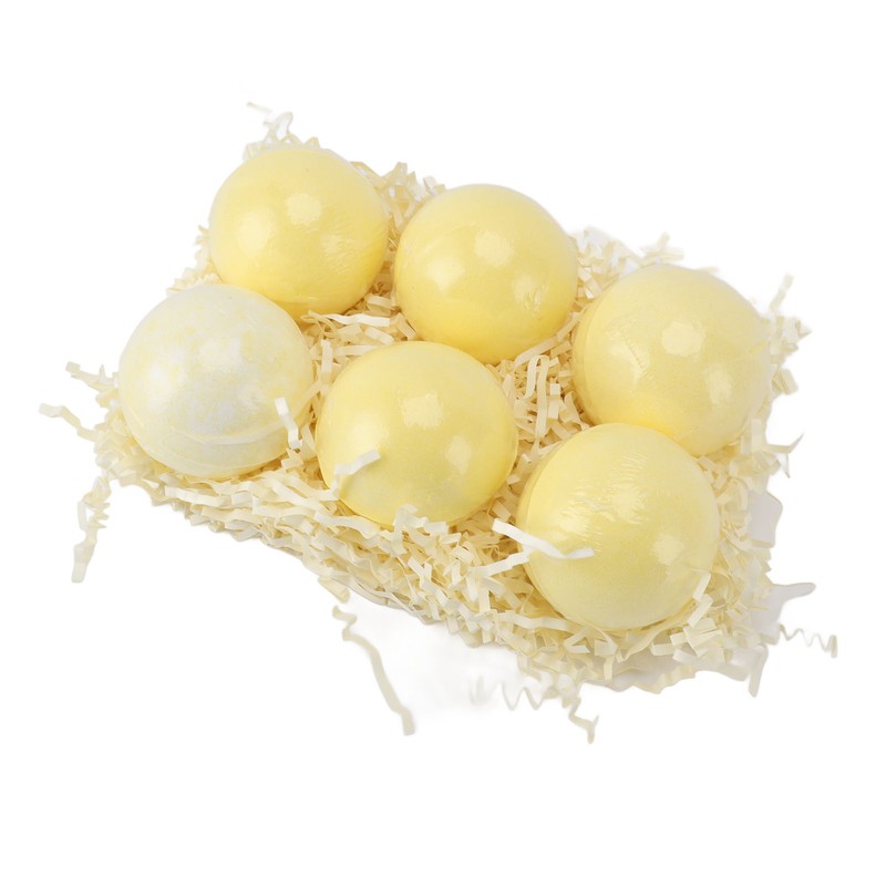 6pcs Bath Salt Ball Moisturizing Colorful Kid Friendly Mild Lemon
