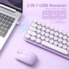 MIKIBY i68 Wireless Typewriter Keyboard and Mouse Combo,Purple Keyboard with