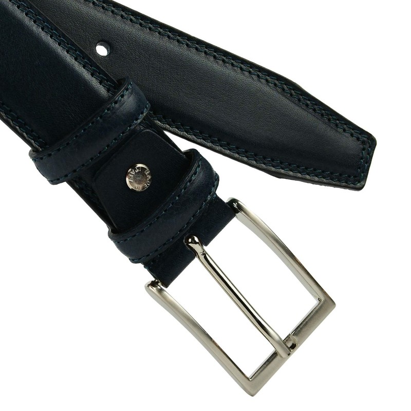 Conte Massimo Men's Genuine Leather Belt Made in Italy, blue