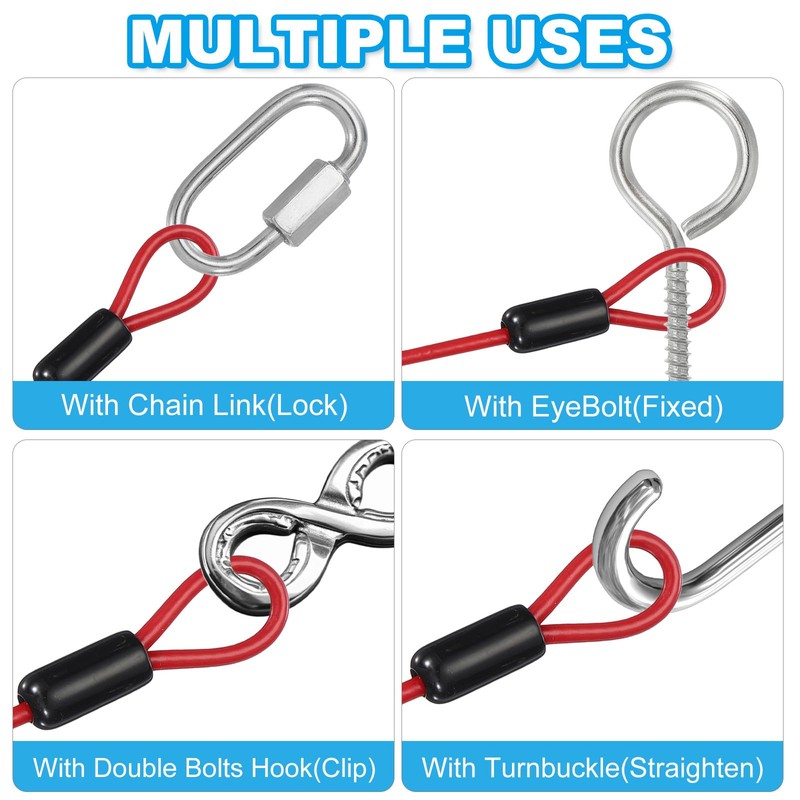 PATIKIL 1/8" Vinyl Coated Stainless Steel Cable with Loop 4ft(48")