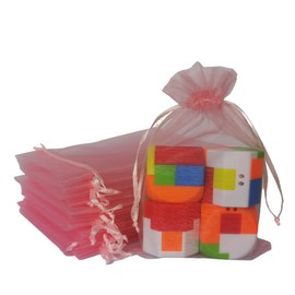 5x7 inch Organza Gift Bag with Drawstring for Jewelry,Candy,Pack of 100 Blush Pink Sheer Fabric Clear Mesh Wrap Sachet for Baby Shower,Kids Birthday,Christmas,Party Favors,Bridal Shower,Rustic Wedding