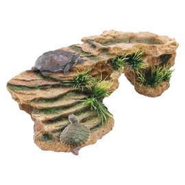 NUZAMAS Turtles Basking Platform Reptile Climbing Ramps Platform Reptile Hide Cave Habitat Ornament Ramp Rock Landscaping Decoration for Bearded Dragon Lizard Frogs