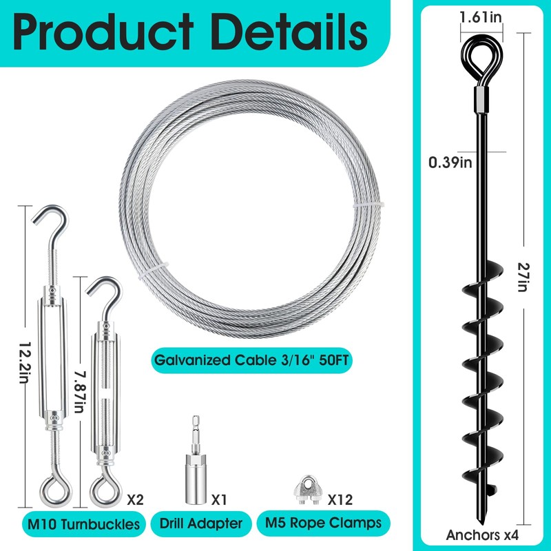 27" Ground Anchors Heavy Duty Shed Anchors Kit, Mobile Home
