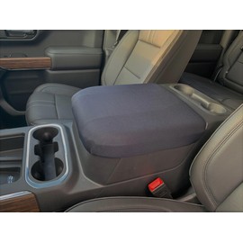 Auto Console Covers- Fits The GMC Sierra 2019-2025 (All Models & Trim with 5 Passenger Seating) Neoprene Center Console Armrest Lid Cover Waterproof Neoprene Fabric (Black)