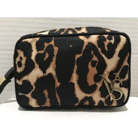 Victoria's Secret VICTORIA'S SECRET Leopard Black Travel Cosmetic Bag Case Makeup Pouch 2 Piece